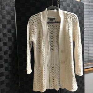 Eddie Bauer white cardigan sweater